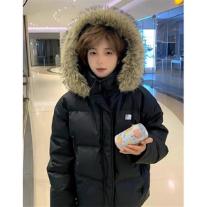 毛领开衫连帽棉服外套女冬季新款加厚保暖宽松棉袄棉衣 M2568图片