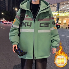 港风秋冬男士加绒加厚夹克男宽松时尚连帽棉衣男外套MY1687-P73，男装夹克，星座310B