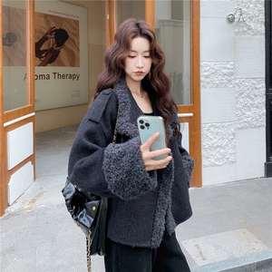 现货羊毛加厚大翻领双面呢羊毛大衣女外套2C325-568P285K418图片