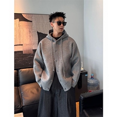 美式连帽针织开衫外套男款秋冬季cleanfit长袖毛衣慵懒高级感卫衣，男装针织衫/毛衣，星座1212
