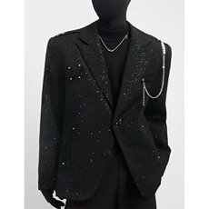 [007]满天星西服男宽松发型师垫肩西装外套男A079-8253-P59，男装西服套装，电商A079
