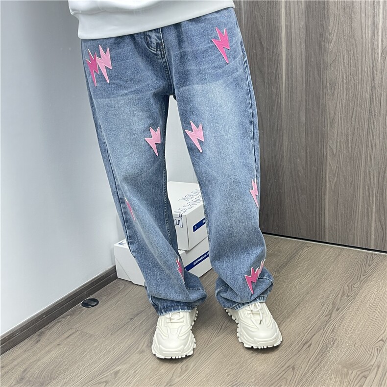 网红款 闪电牛仔裤潮男高街风 P42 Y051图片