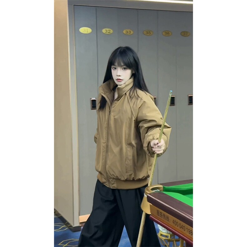 现货美式高街休闲棉衣夹克三防立领纯色户外工装加厚棉服外套,男装夹克,电商A486