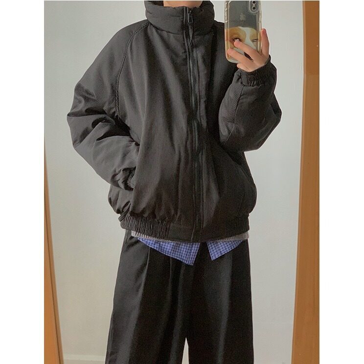 潮牌气质拉链美式复古保暖棉衣连帽原宿日系百搭青少年慵懒潮,男装夹克,星座506A