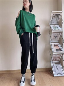 韩版加绒简约哈伦裤图片