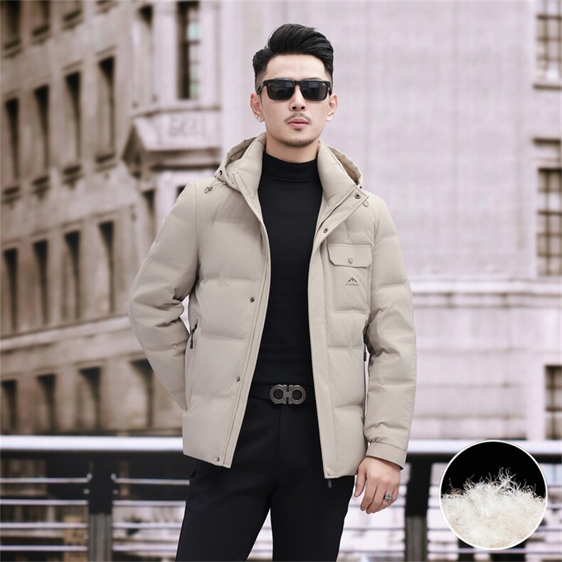 中青年90绒轻薄羽绒服外套男士中年拆卸帽时尚休闲羽绒服夹克,男装夹克,钱塘723