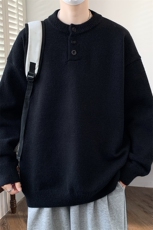 秋冬新款青少年时尚圆领纽扣款休闲针织衫毛衣男1018-1-M617-P48，男装针织衫/毛衣，星座1018-1​
