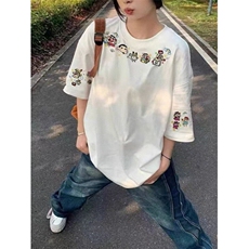 CP1149-P39潮牌美式卡刺绣短袖t恤女夏季新款半袖上衣，男装T恤，电商B323A