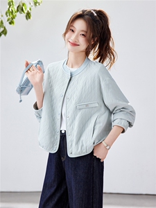 2026年春季宽松毛线拼接圆领菱形格棒球服短外套上衣图片