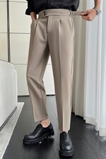 夏轻熟风高级感纯色垂感侧扣休闲小西裤抖音男裤K16/P80控108图片