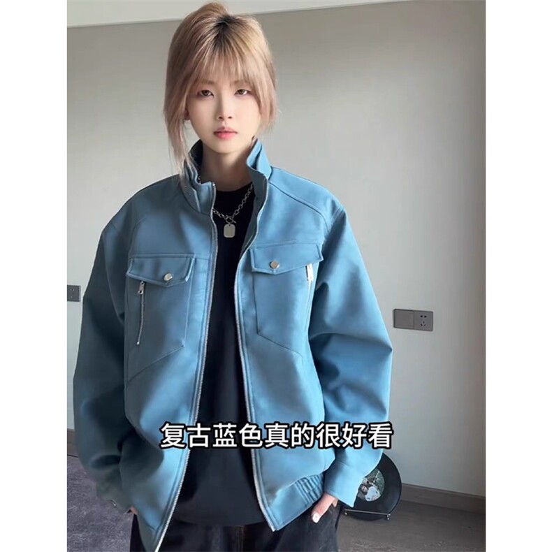 网图慎用春秋款皮夹克做旧休闲外套JK306-1P65,男装夹克,星座1904A