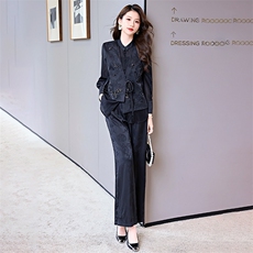 BAO2024夏装时尚套装绣花钉珠气质优雅通勤防晒新中式重工套裤，女装套装/套裙，卡杰菲