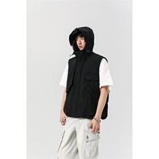 8XL-M钓鱼老外套街头机能口袋连帽防水无袖马甲坎肩JK1316P78，男装夹克，电商D206-1