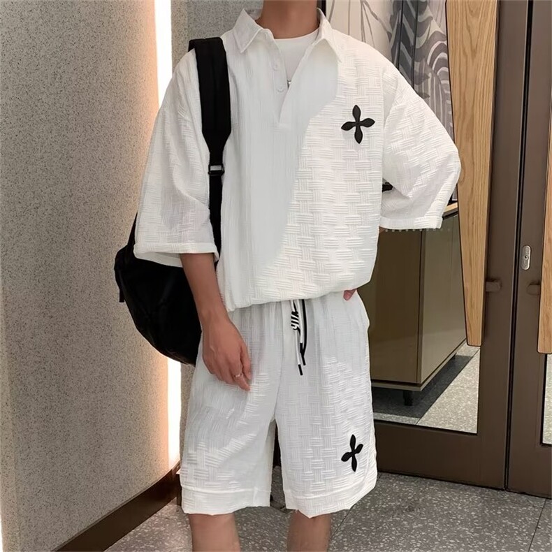 休闲套装男潮流新款五分袖百搭慵懒气质原宿五分裤CT65P70,男装休闲套装,星座1116-2