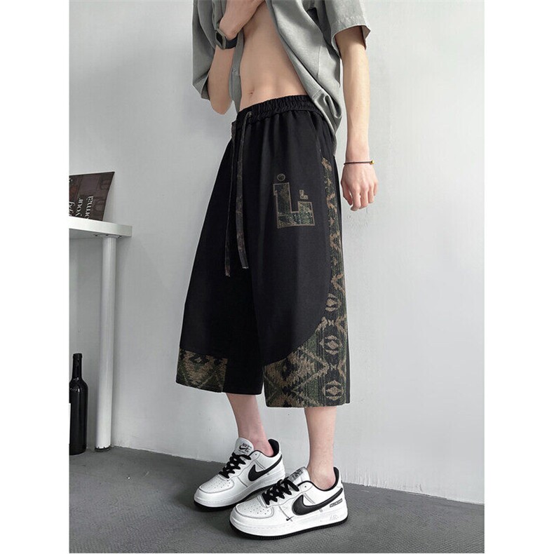 2025新款复古拼接七分裤波斯米娅八分裤男女大码花裤衩  2578-P35图片