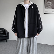 8XL-M秋季假两件加厚卫衣男棒球服夹克风衣外套WY36P78，男装夹克，电商D206-1
