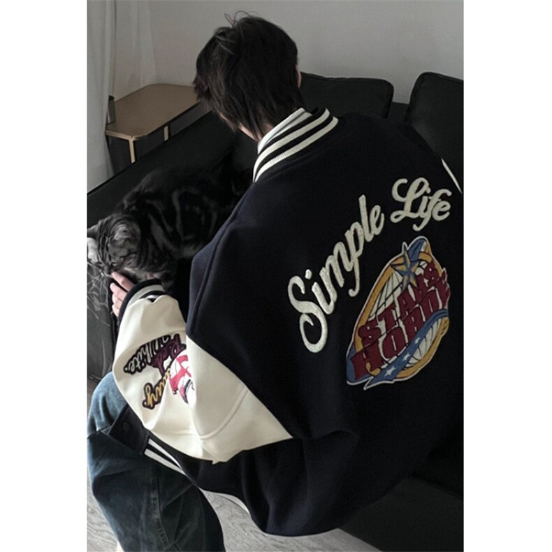 棒球服外套女2026春秋新款宽松大码刺绣休闲情侣款夹克JC009,男装夹克,星座1116A（原606A-3）