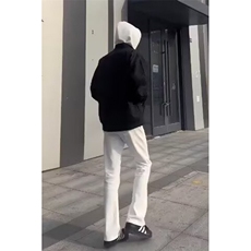 美式vibe高街男女弹力纯白直筒修身显瘦窄版微喇牛仔裤S752P34，男装牛仔裤，星座1112-1