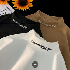 平铺德绒打底衫半高领加厚内搭绣花情侣卫衣男女H906特批P25，男装T恤，电商A341