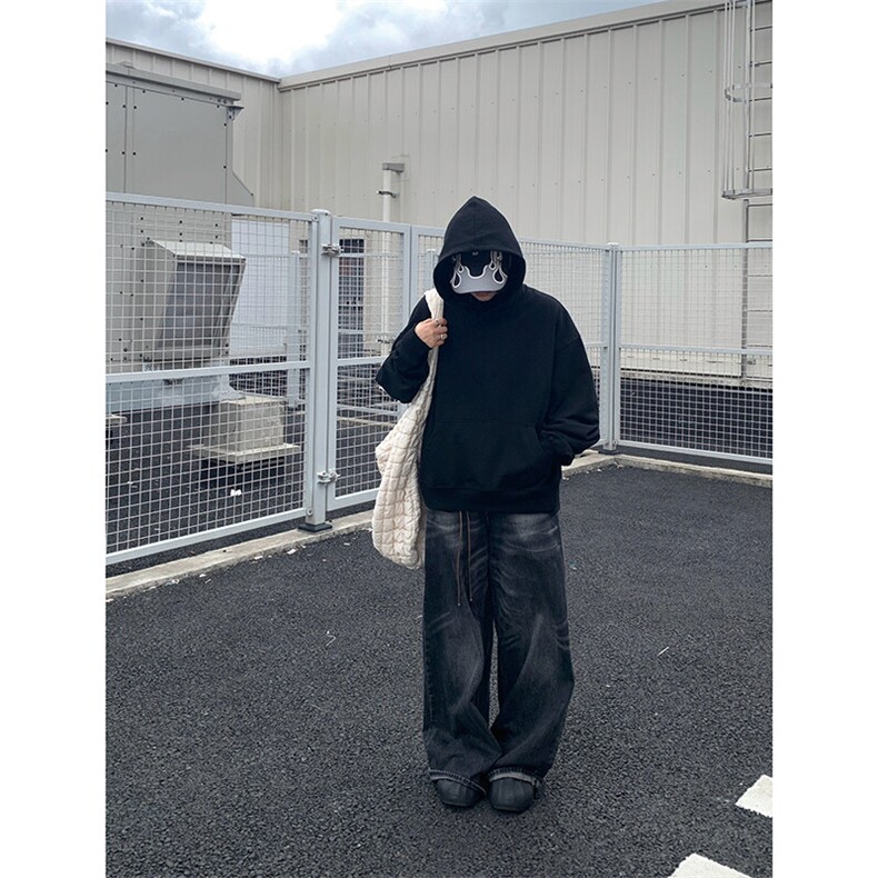 春秋季cleanfit男生短款卫衣美式重磅连帽大帽衫廓形外套潮WY004,男装卫衣,电商B312