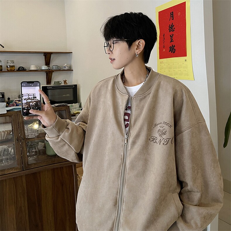 主推美式高街vibe麂皮绒棒球服外套XZ609-WT2325-P70-控128,女装短外套,星座609