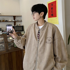 主推美式高街vibe麂皮绒棒球服外套XZ609-WT2325-P70-控128，女装短外套，星座609