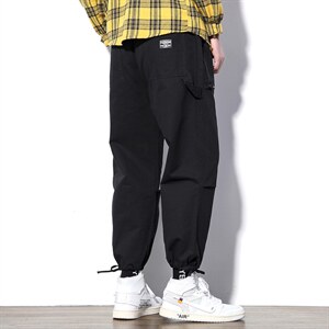 2021秋季新款日系大码男白墙宽松束脚松紧腰休闲长裤K262-P40图片