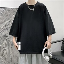 Q11045-P30春夏季七分袖t恤男大码五分袖男短袖中袖大皂风，男装T恤，电商A040