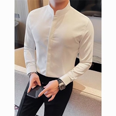 [006]立领条纹衬衫男长袖时尚弹力修身休闲衬衣A079-2086-P40，男装衬衫，电商A079