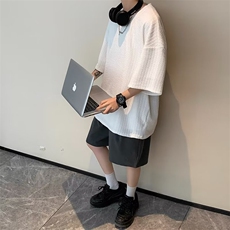 潮牌时尚都市男日系五分袖T恤圆领日常标准春季新款潮流百搭，男装T恤，星座716-4