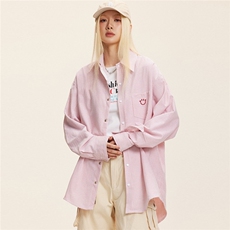 MosesQueen宽松条纹衬衫女2025夏季新款防晒笑脸刺绣衬衣外套，男装防晒衣，星座1210-1
