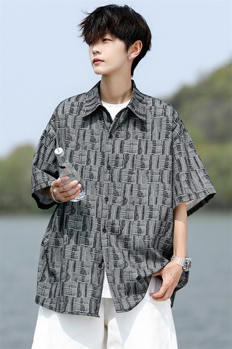 8XL-M花衬衫男款短袖夏季冰丝薄款花衬衣大码寸衫外套DC28013P38,男装T恤,电商B312
