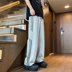 包边运动休闲裤男夏季薄款两侧条纹拼色宽松直筒裤K2866，男装休闲裤，星座1116A-1（原606A）