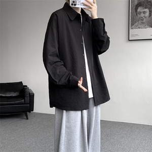 8XL-M泡泡纱盐缩肌理长袖衬衫男夏季冰丝外套防晒衬衣CS29007P40图片
