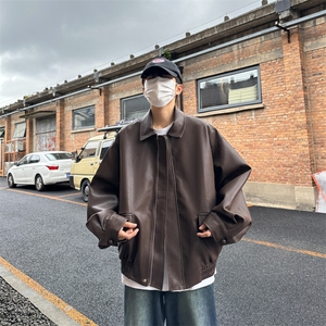 秋季新款主推港风夹克复古皮衣休闲外套流行男文艺潮CC003-P80图片