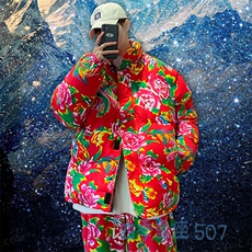 Y99风民族特色东北大花外套加厚保暖防寒大码牡丹农村演出服，男装棉衣，星座115A(原星座507）