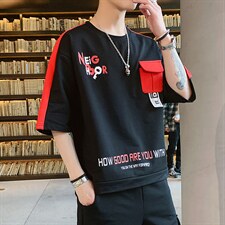 21夏季新款男宽松休闲圆领ins潮印花T恤DT01P30，男装T恤，电商A086