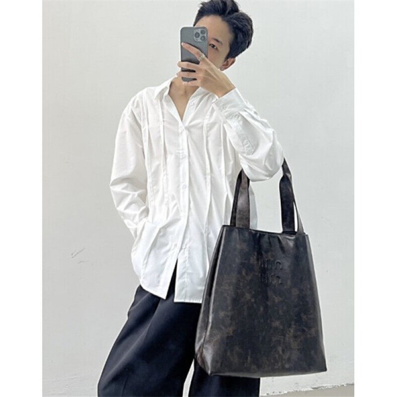 小众设计衬衫褶皱轻熟长袖雅痞风高级感衬衣禁欲春秋CA693，男装衬衫，星座1116A（原606A-3）