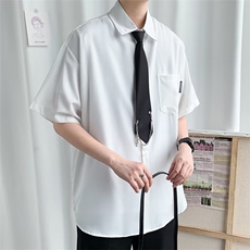 日系五分袖春夏季新款衬衫潮流慵懒男方领宽松型衬衫ADK02P30，男装衬衫，星座1116-2