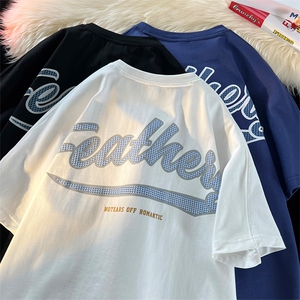 2024夏新款 美式个性大字母印花宽松圆领短袖T恤 T2317-P40图片