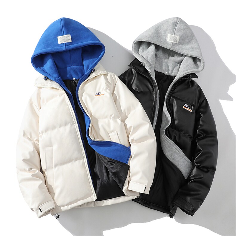 假两件皮棉衣连帽棉服潮流冬季加厚保暖棉袄外套A266-P02-P85,男装棉衣,电商A266