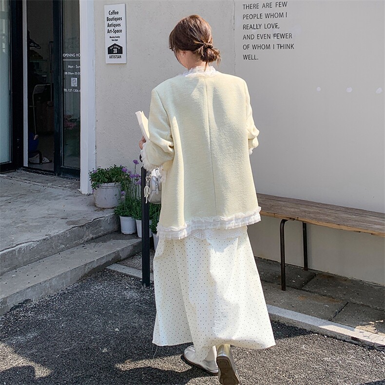 黄色淑女气质小香风蕾丝花边外套女2025春新款法式温柔高级感上衣,女装短外套,2C239
