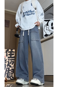 秋冬数据款大口袋设计牛仔裤男美式潮牌直筒裤子-A1155TP50控70图片