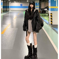 网图直播荔枝纹蛋白皮【伯明翰黑武士】外套JK501-P108，女装短外套，星座1213