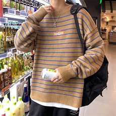 气质秋冬款条纹毛衣男生圆领套头港风小清新休闲针织衫M9902P30，男装针织衫/毛衣，星座1116-2