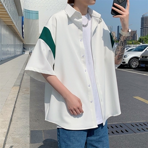 2023夏季港风ins个性格短袖衬衫男高街痞帅气工装衬衣CS057-P40图片