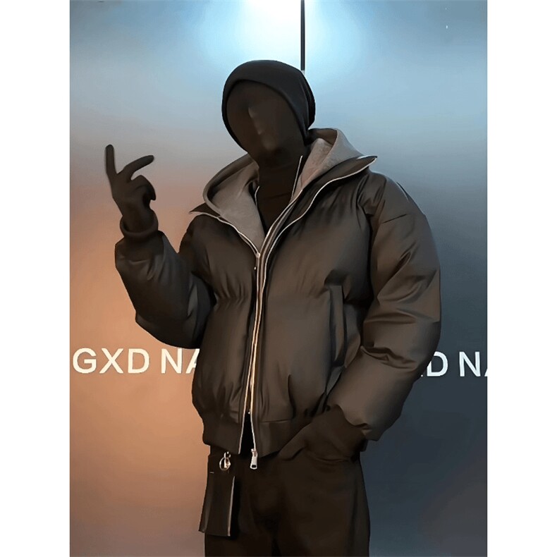 现货高品质重磅工艺美式高街假两件PU皮棉衣男女加厚棉服外套，男装棉衣，电商A486