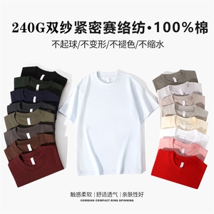 240克全棉双纱光板短袖纯色特价T恤打底衫 Y2235-特P14-4XL 5XL+1图片