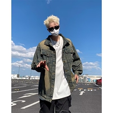 美式高街牛仔外套男士韩版潮流宽松百搭2024秋冬ins夹克W5950-P62，男装夹克，星座412-2