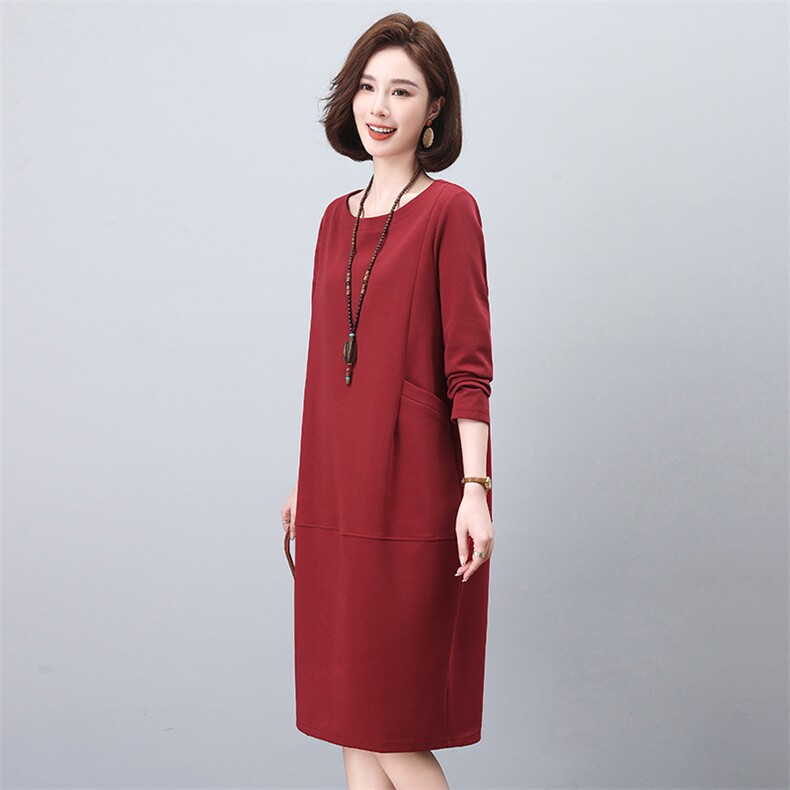 大码卫衣裙妈妈洋气休闲中长款裙子连衣裙女春秋2025秋季新款宽松,女装连衣裙,依恋蒂丝